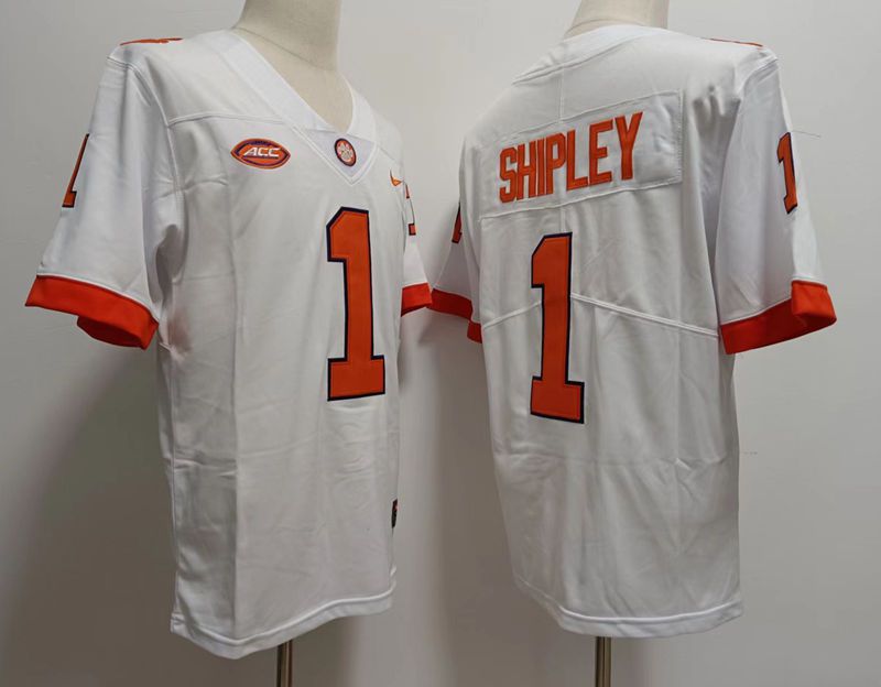 Men Clemson Tigers #1 Shipley White 2024 Nike Vapor NCAA Jersey